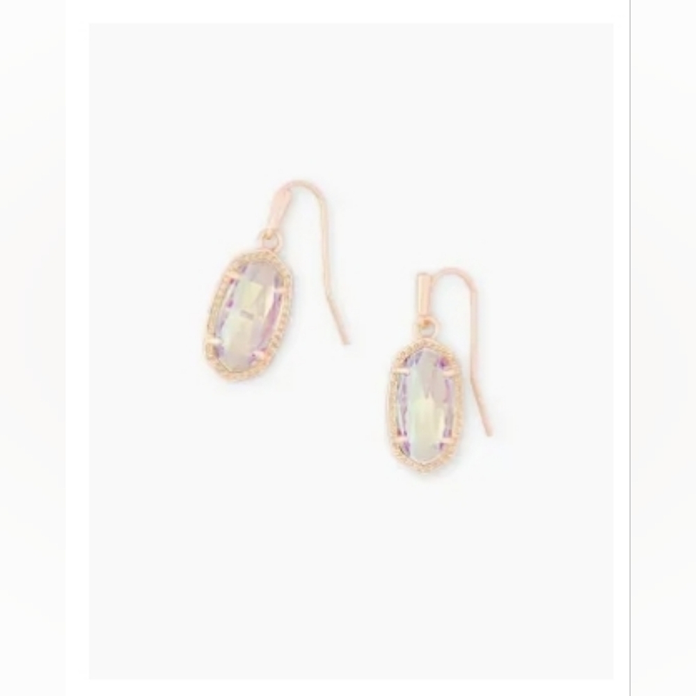 Kendra Scott Lee Rose Gold Drop Earrings in Dichroic Glass